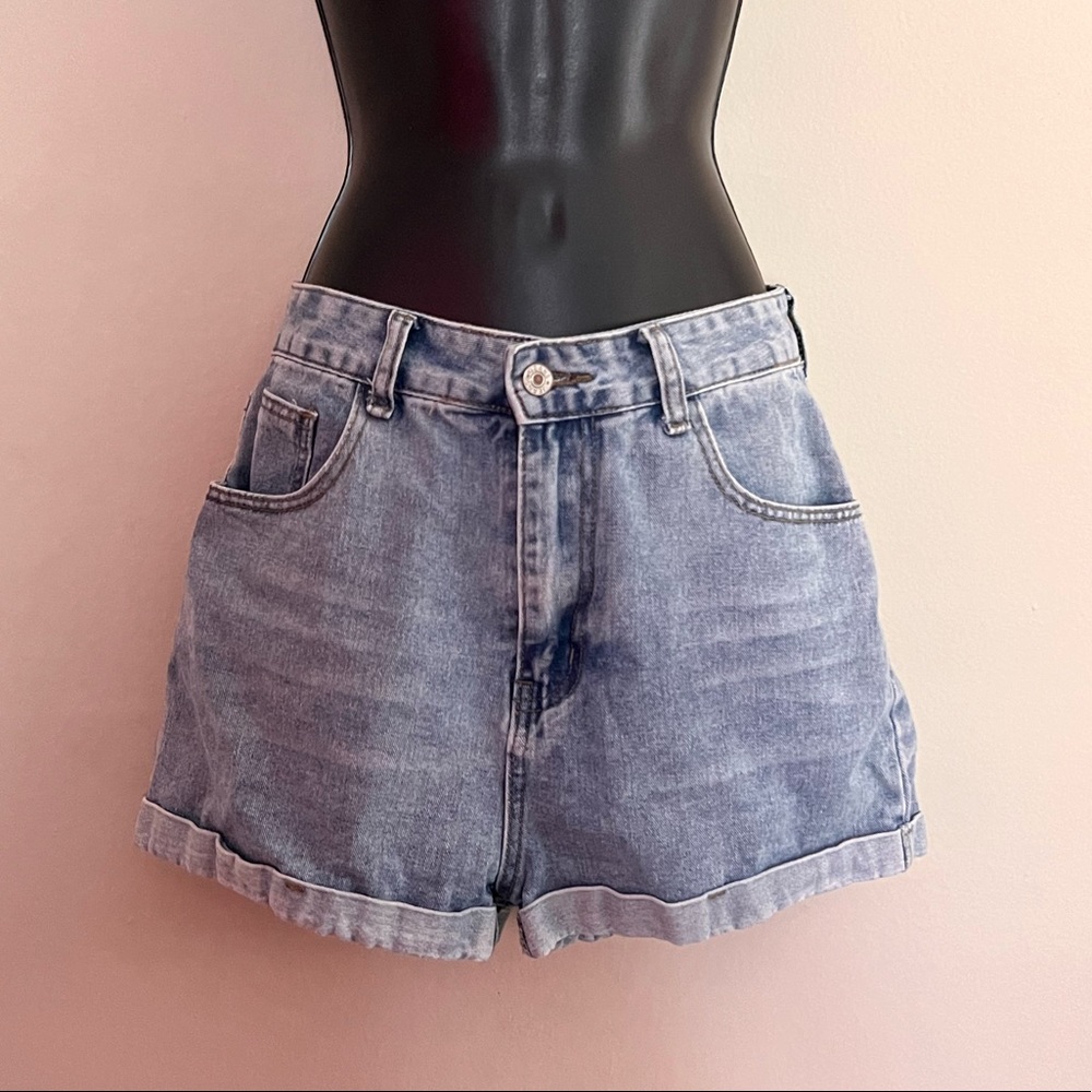 High Rise Stretch Denim Jean Shorts - Picture 4 of 5